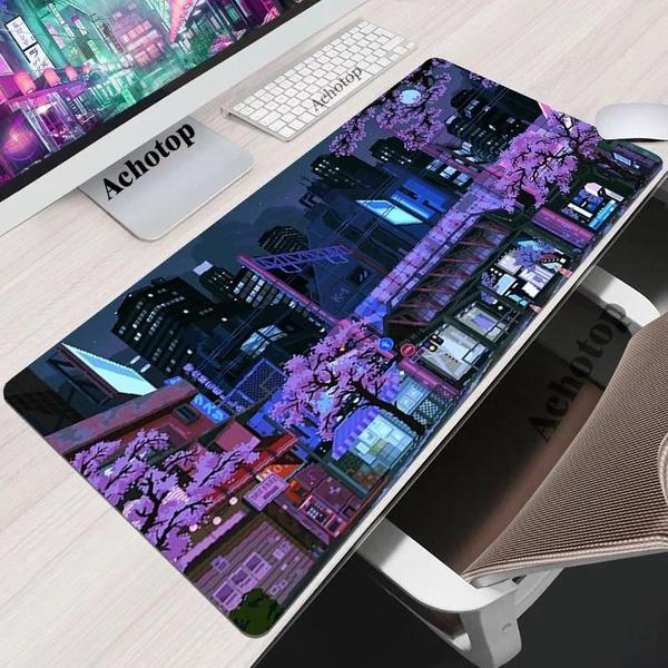 Imagem de Grande XXL Pixel Art Gaming MousePad Kawaii Anime Tapete De Mesa Estendido Para Teclado De Laptop