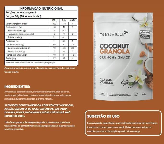 Imagem de Granola Coconut Classic Vanilla-180g Puravida-Pura Vida