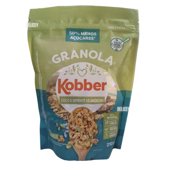 Imagem de Granola Kobber Menos Açúcares Vacuo 210g Cereal Integral, Fibras, Vegano E Baixo Sódio