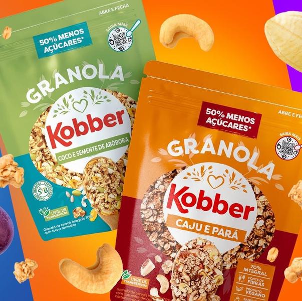 Imagem de Granola Kobber Menos Açúcares Vacuo 210g Cereal Integral, Fibras, Vegano E Baixo Sódio