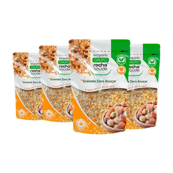 Granola Premium 100% Natural Zero Açúcar Kit 4 Alta Qualidade 100g - Grupo Rocha Saúde Imagem de Granola Premium 100% Natural Zero Açúcar Kit 4 Alta Qualidade 100g