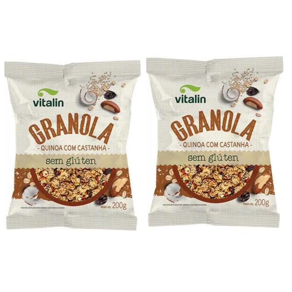 Granola Quinoa com Castanha sem Glúten Vitalin 200g - Vitalin sem Glúten Imagem de Granola Quinoa com Castanha sem Glúten Vitalin 200g