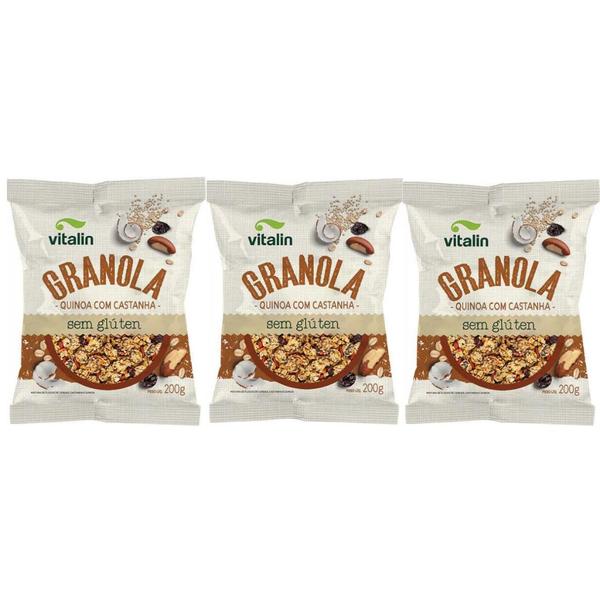 Granola Quinoa com Castanha sem Glúten Vitalin 200g - Vitalin sem Glúten Imagem de Granola Quinoa com Castanha sem Glúten Vitalin 200g