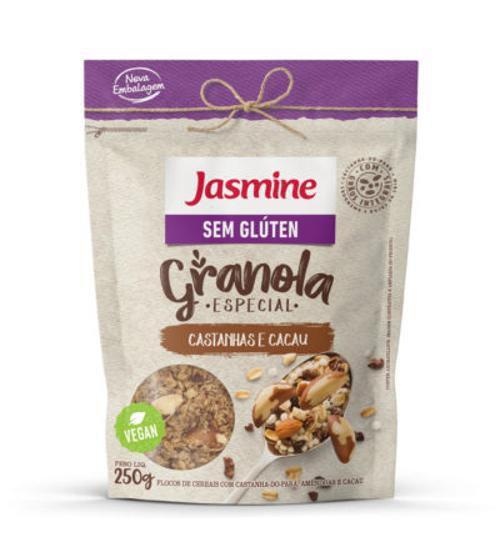 Granola Sem Glúten Jasmine Sabor Castanhas E Cacau De 250G Imagem de Granola Sem Glúten Jasmine Sabor Castanhas E Cacau De 250G