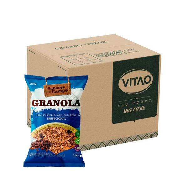 Imagem de Granola Tradicional Com Castanha De Caju E Uvas Passas Sabores Do Campo Caixa Com 12 Unidades De 200g Cada Vitao