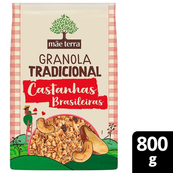 Imagem de Granola tradicional com castanhas brasileiras mãe terra pacote 800g