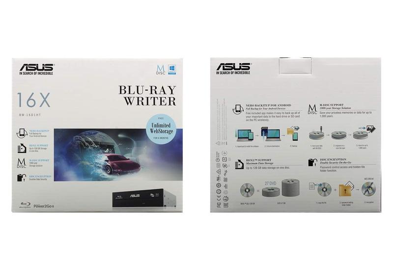 Imagem de Gravador de Blu-ray ASUS BW-16D1HT 16X interno com 50 GB Verbatim