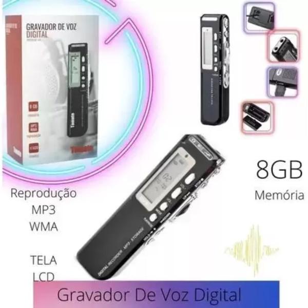 Imagem de Gravador De Voz 8G Digital Mp3 Usb Microfone Lapela Original