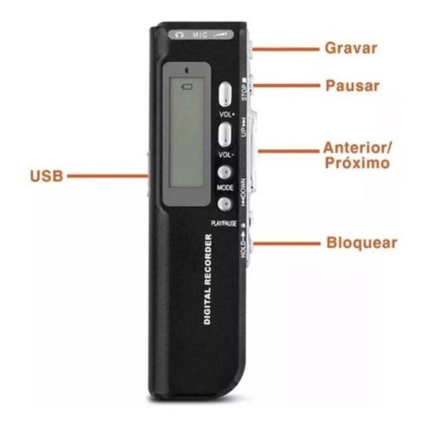 Imagem de Gravador De Voz 8G Digital Mp3 Usb Microfone Lapela