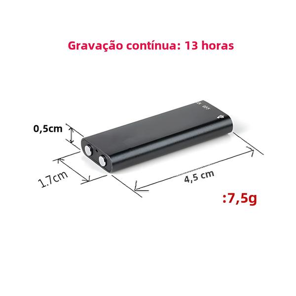 Imagem de Gravador de Voz Digital Mini 8G/16G - MP3 Player com USB e Função Ditaphone