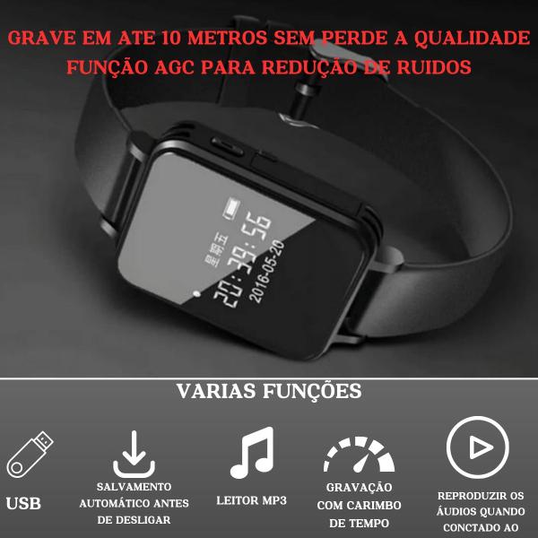 Imagem de Gravador De Voz Espião Relógio 8gb Grava Até 35 Horas V81