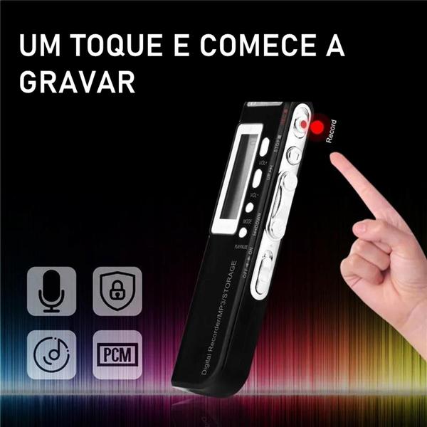 Imagem de Gravador De Voz Ligação Telefônica Digital 8gb 17620 Min. Acompanha Microfone Lapela MT556