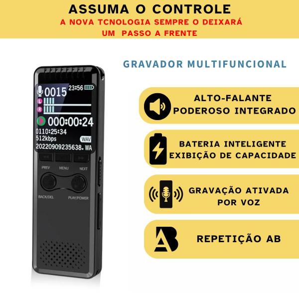 Imagem de Gravador De Voz Para Aulas Reuniões Palestras Mp3 Player V30