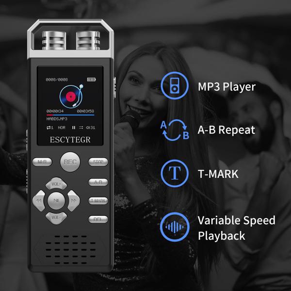 Imagem de Gravador digital ativado por voz Escytegr 80GB com reprodução