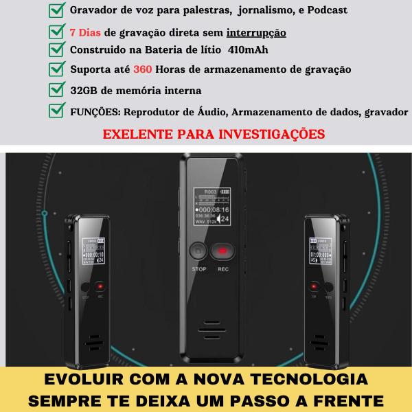 Imagem de Gravador Digital Profissional Stereo Lançamento Sensor Voz V90