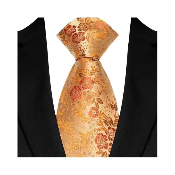 Imagem de Gravata Masculina De Paisley Floral Laranja Marrom 8cm Gravatas De Tecido Jacquard Para Festa De