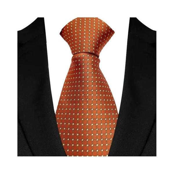 Imagem de Gravata Masculina Paisley Floral Laranja e Marrom - 8cm - Jacquard para Festa