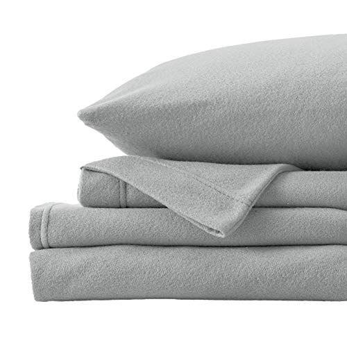 Imagem de Great Bay Home Super Soft King Grey Micro Fleece Sheet Set  Lençóis aconchegantes, quentes, duráveis, respiráveis e macios  Folhas de inverno de microvelo em cores sólidas  Coleção Christina