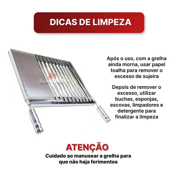 Imagem de Grelha Argentina Inox Com Chapa Auxiliar Para Hamburguer 40x50