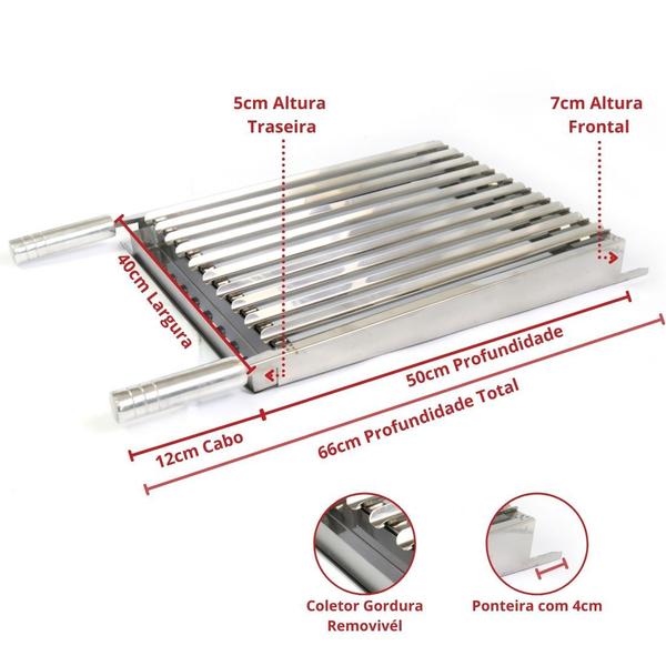 Imagem de Grelha Argentina Inox Com Ponteira Parrilla - Gaúcha Fechada