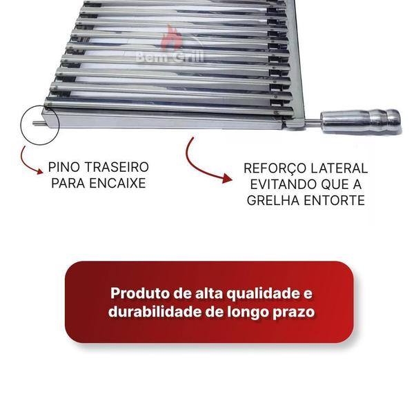 Imagem de Grelha Argentina Para Churrasco Parrilla 45X40 Inox Premium