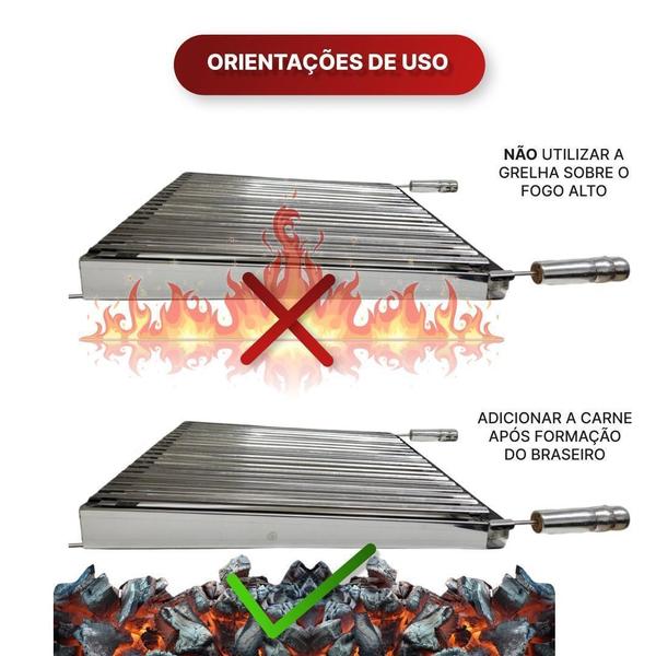 Imagem de Grelha Argentina Para Churrasco Parrilla 60X40 Inox Premium