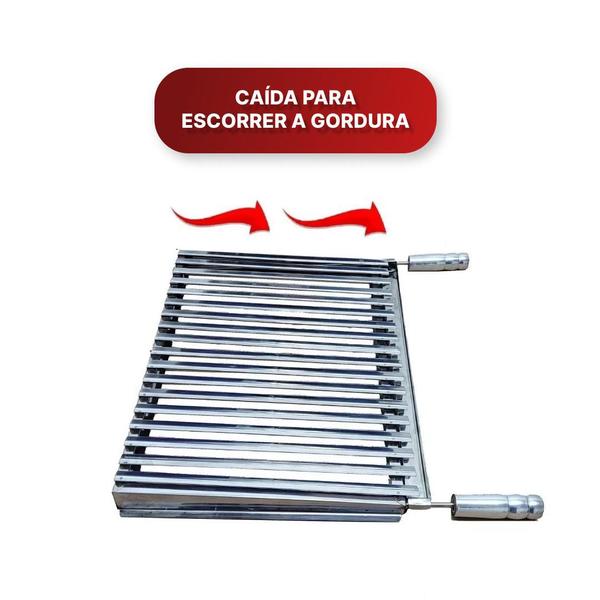 Imagem de Grelha Argentina Para Churrasqueira Pré Moldada Inox Com Aba 48x40