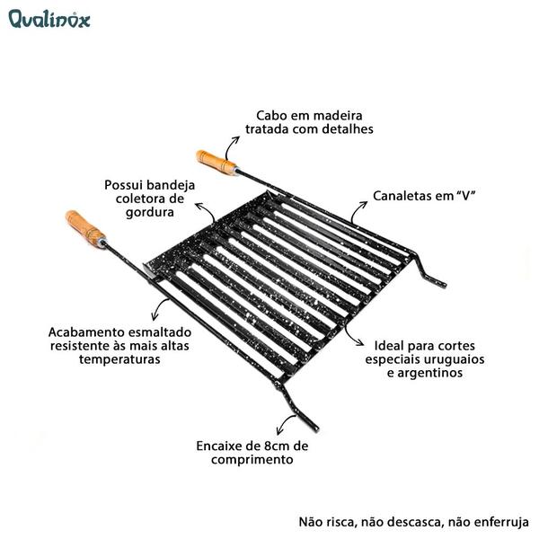 Imagem de Grelha Argentina Parrilla Esmaltada 40x36cm Churrasco Carne