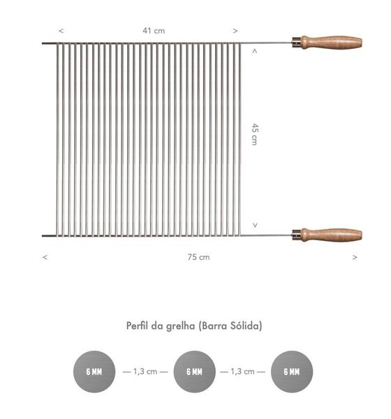 Grelha barra 6mm 45x41 cm - Inox 304 - Progrill Imagem de Grelha barra 6mm 45x41 cm - Inox 304