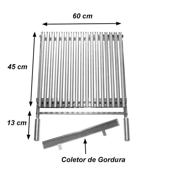 Imagem de Grelha Churrasco Parrilla Argentina 60x45cm Inox Al + Escova de Aço para limpeza