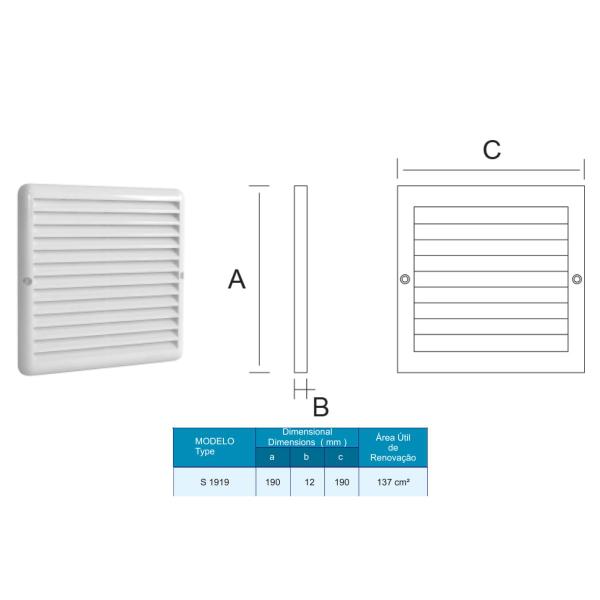 Imagem de Grelha De Superficie Grade Para Saída de Ar 19x19cm Sicflux