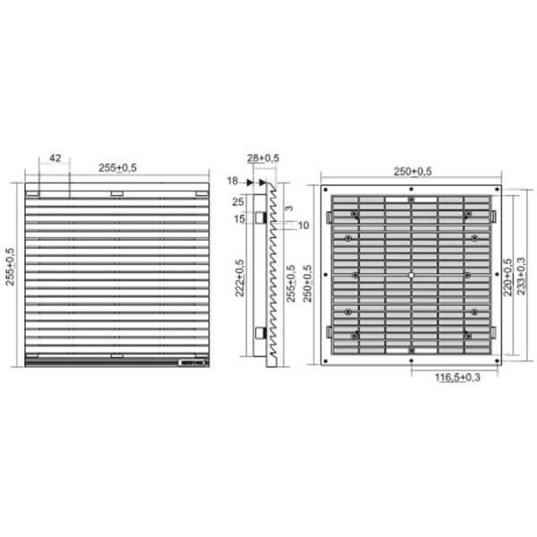 Imagem de Grelha de ventilação nework 255x255mm tela +filtro + suporte