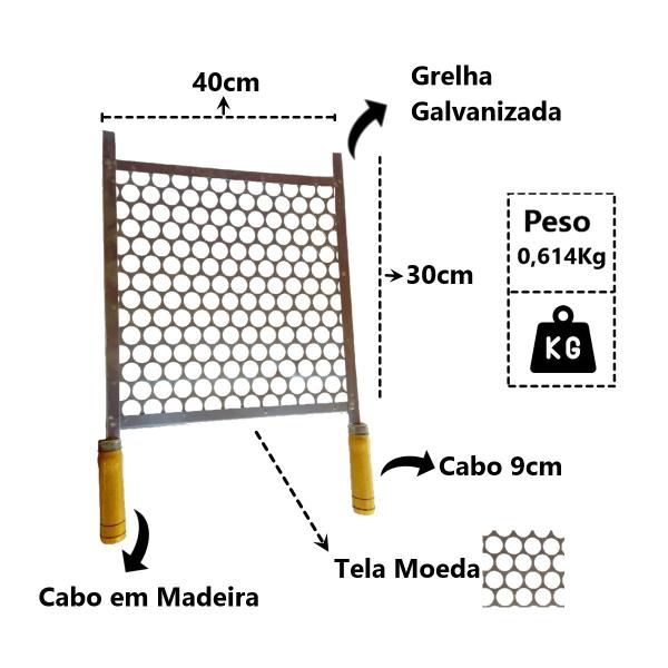 Imagem de Grelha Galvanizada Tela Moeda Para Churrasqueira 40x30cm