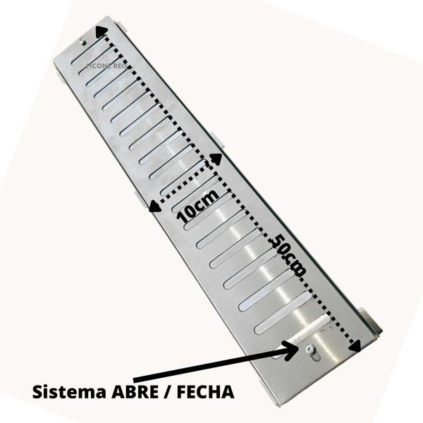 Imagem de Grelha Inox 304 para Ralo Abre Fecha 10x50 Suporte com Reforço Cozinha