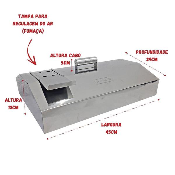 Imagem de Grelha Inox 70x50 + Abafador + Pá Pizza + Pedra Refratária