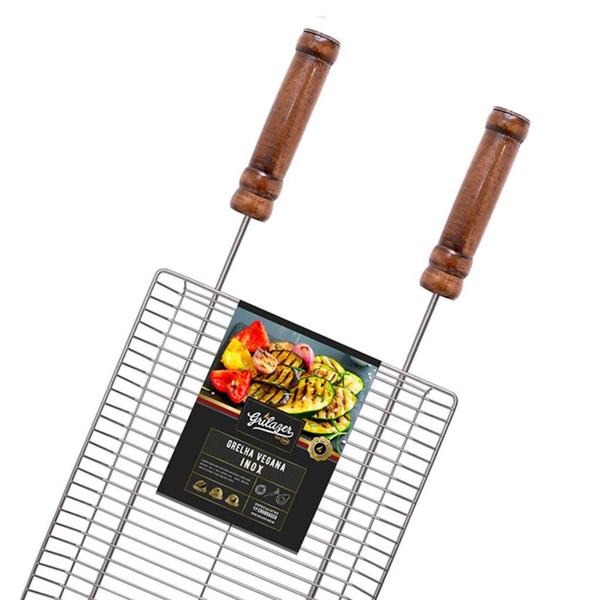 Grelha Inox Grilazer Para Legumes Vertical 30X50Cm Imagem de Grelha Inox Grilazer Para Legumes Vertical 30X50Cm