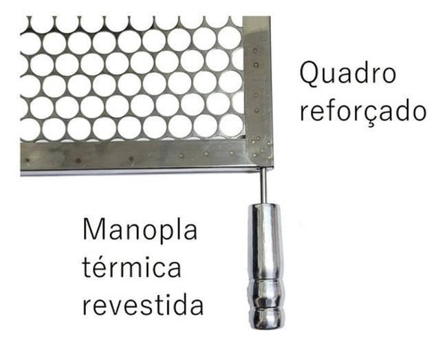 Imagem de Grelha Moeda Em Inox Para Churrasco 70X50Cm