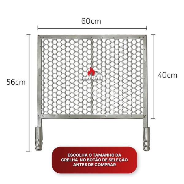 Imagem de Grelha Moeda Inox Churrasqueira Alvenaria E Pré Moldada 60x40