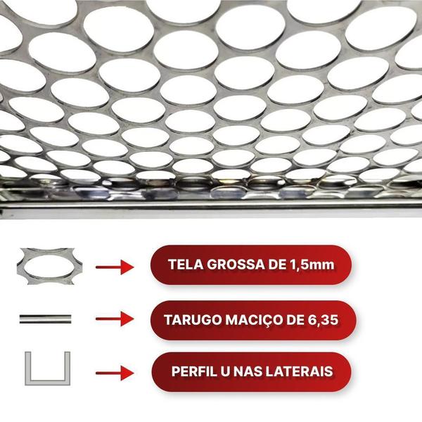 Imagem de Grelha Moeda Reforçada Inox Churrasco Alvenaria 60X50