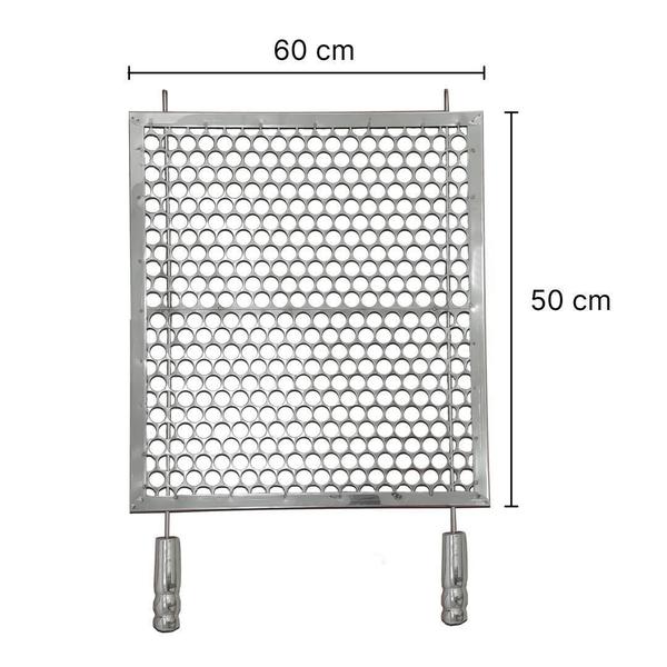 Imagem de Grelha Moeda Reforçada Inox Churrasco Alvenaria 60X50