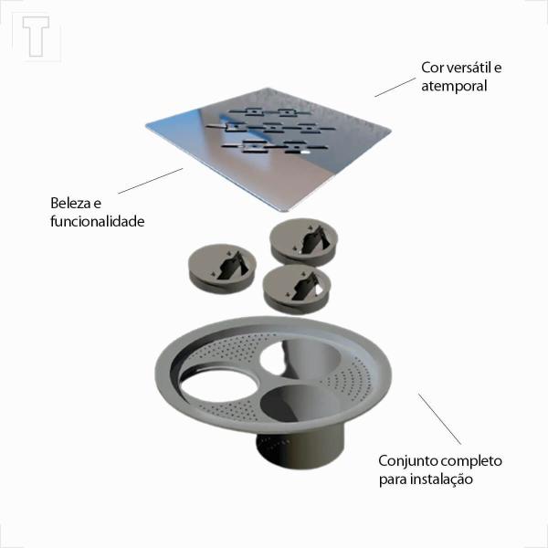 Grelha para caixa sifonada quadrada 150mm polida elleve 4025 - RALO LINEAR Imagem de Grelha para caixa sifonada quadrada 150mm polida elleve 4025