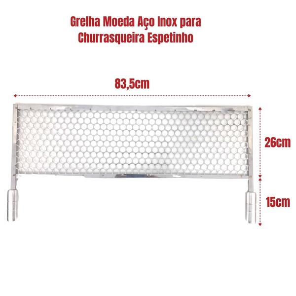 Imagem de Grelha Para Churrasqueira Espetinhos Inox Grande 83,5x26cm