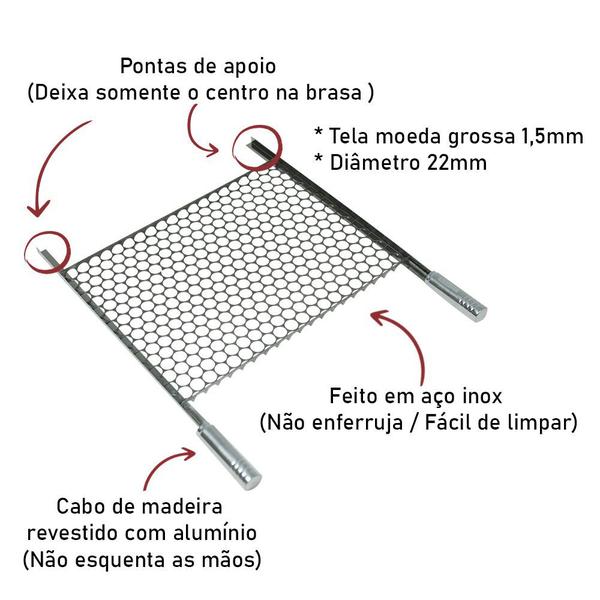 Imagem de Grelha Para Churrasqueira Moeda Pequena 40x37cm Inox Issi Grill