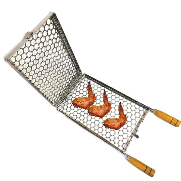 Imagem de Grelha Para Churrasqueira Peixe Frango Dupla Inox 42X25