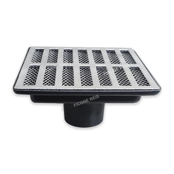 Grelha Pluvial 20X20 Aluminio com Coletora Saída Baixa 75mm e Tela Anti Insetos - Ficone Reis Imagem de Grelha Pluvial 20X20 Aluminio com Coletora Saída Baixa 75mm e Tela Anti Insetos - Ficone Reis