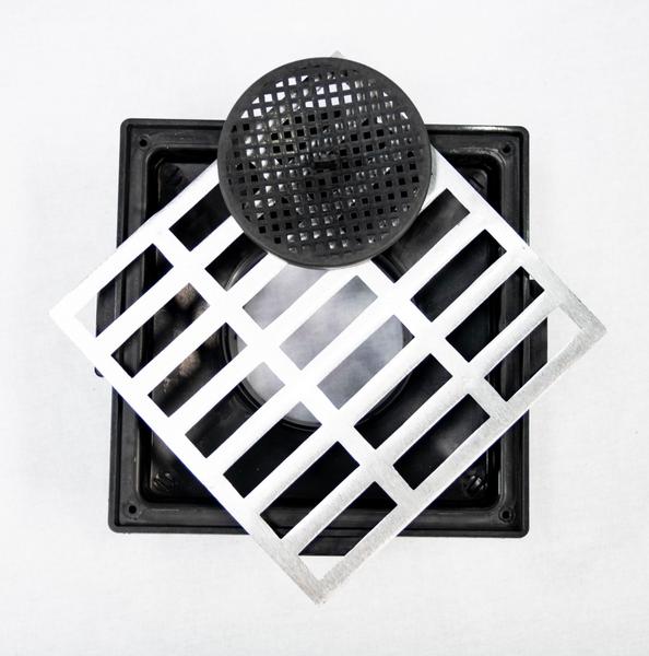 Grelha Pluvial 20X20 Reta Aluminio com Coletora Saída Baixa e Tela Anti Insetos PVC - Escovado - Ficone Reis Imagem de Grelha Pluvial 20X20 Reta Aluminio com Coletora Saída Baixa e Tela Anti Insetos PVC - Escovado - Ficone Reis