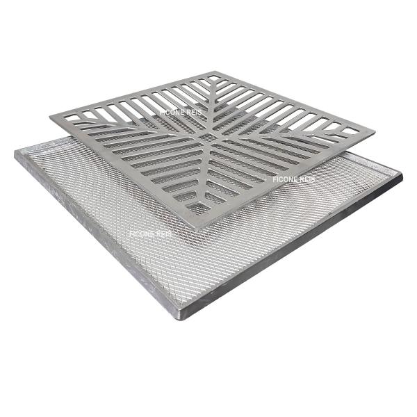 Imagem de Grelha Pluvial Quintal 40x40 Aluminio com Suporte e Tela Anti Insetos