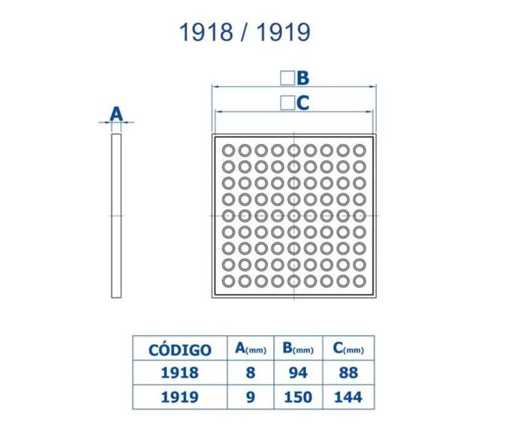 Imagem de Grelha quadra c/ caixilho latao 1918 bk 9,42cm 1918bk