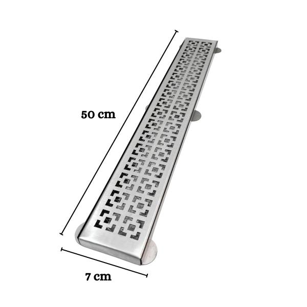 Imagem de Grelha Ralo Área de Luz 7x50 Inox Dubai com Tela e Aro