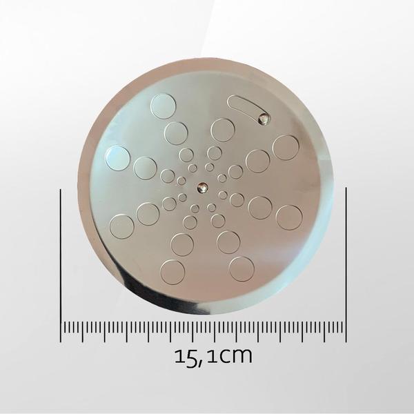 Grelha Redonda Inox Sem Caixilho Polido 15cm - Estilmax Imagem de Grelha Redonda Inox Sem Caixilho Polido 15cm - Estilmax